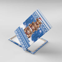 Scotland Highland Cow Christmas Canvas Wall Art Nollaig Chridheil Blue Winter - Wonder Print Shop