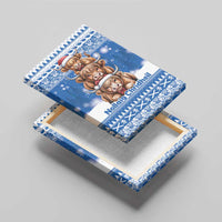 Scotland Highland Cow Christmas Canvas Wall Art Nollaig Chridheil Blue Winter - Wonder Print Shop