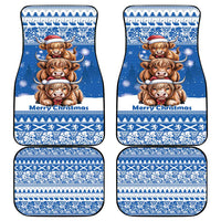 Scotland Highland Cow Christmas Car Mats Nollaig Chridheil Blue Winter - Wonder Print Shop
