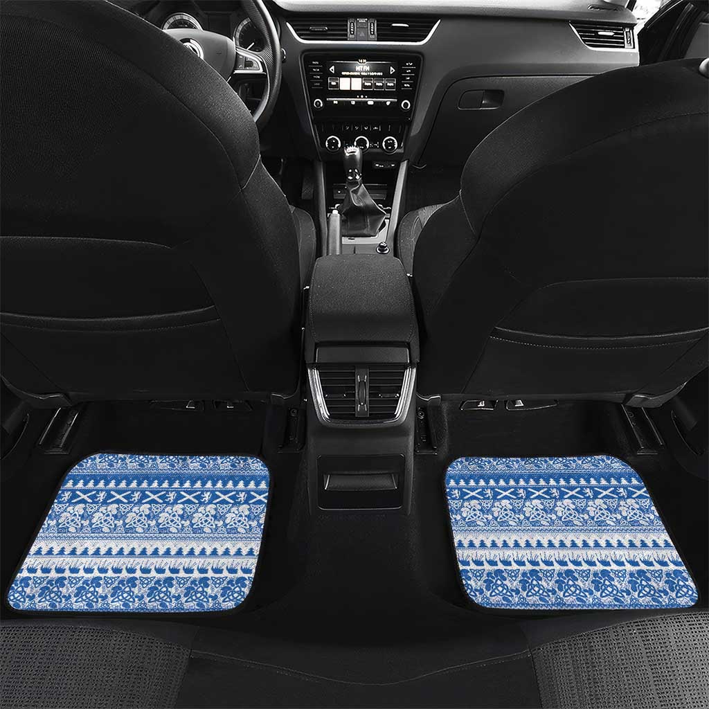 Scotland Highland Cow Christmas Car Mats Nollaig Chridheil Blue Winter - Wonder Print Shop