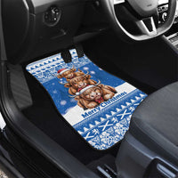 Scotland Highland Cow Christmas Car Mats Nollaig Chridheil Blue Winter - Wonder Print Shop
