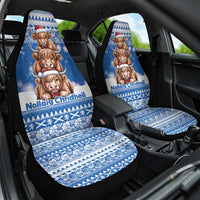 Scotland Highland Cow Christmas Car Seat Cover Nollaig Chridheil Blue Winter - Wonder Print Shop