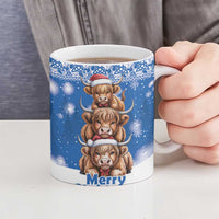 Scotland Highland Cow Christmas Ceramic Mug Nollaig Chridheil Blue Winter - Wonder Print Shop