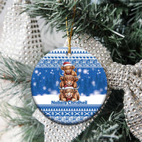 Scotland Highland Cow Christmas Ceramic Ornament Nollaig Chridheil Blue Winter - Wonder Print Shop