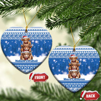 Scotland Highland Cow Christmas Ceramic Ornament Nollaig Chridheil Blue Winter - Wonder Print Shop