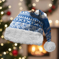 Scotland Highland Cow Christmas Santa Hat Nollaig Chridheil Blue Winter - Wonder Print Shop