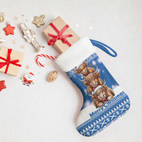 Scotland Highland Cow Christmas Stocking Nollaig Chridheil Blue Winter - Wonder Print Shop