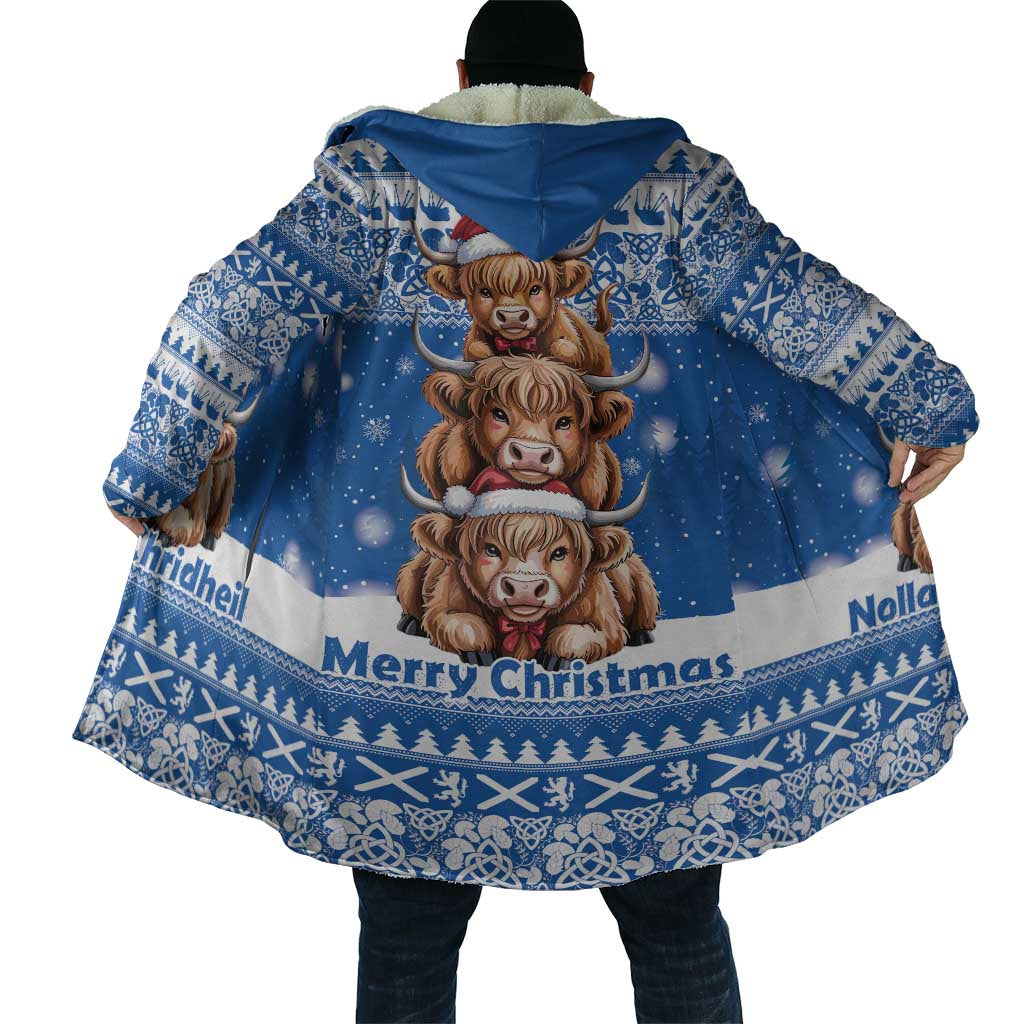 Scotland Highland Cow Christmas Cloak Nollaig Chridheil Blue Winter - Wonder Print Shop