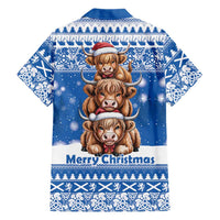 Scotland Highland Cow Christmas Family Matching Puletasi and Hawaiian Shirt Nollaig Chridheil Blue Winter - Wonder Print Shop
