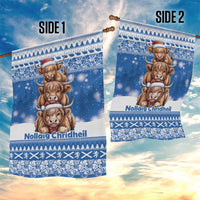 Scotland Highland Cow Christmas Garden Flag Nollaig Chridheil Blue Winter - Wonder Print Shop