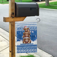 Scotland Highland Cow Christmas Garden Flag Nollaig Chridheil Blue Winter - Wonder Print Shop