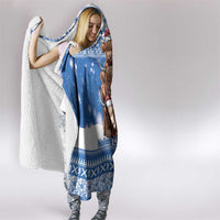 Scotland Highland Cow Christmas Hooded Blanket Nollaig Chridheil Blue Winter - Wonder Print Shop