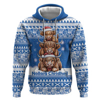 Scotland Highland Cow Christmas Hoodie Nollaig Chridheil Blue Winter - Wonder Print Shop