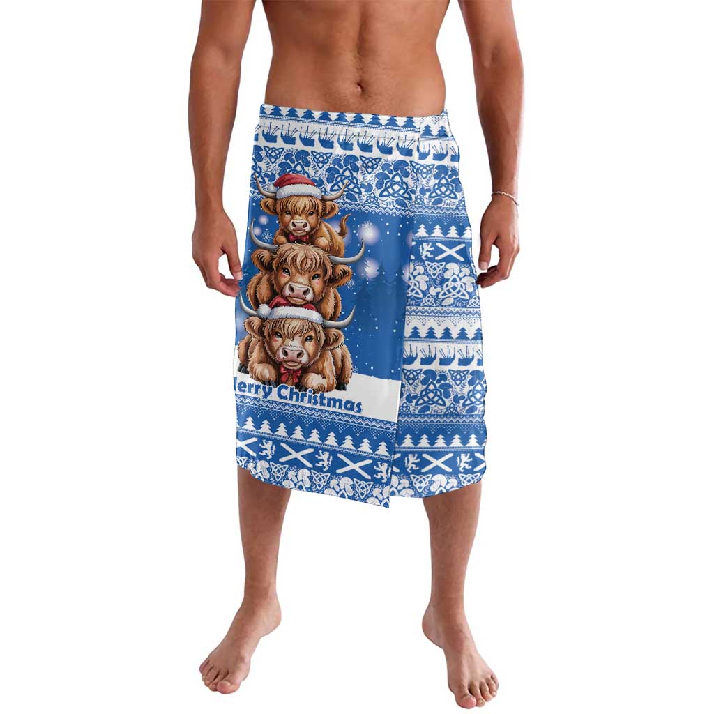 Scotland Highland Cow Christmas Lavalava Nollaig Chridheil Blue Winter - Wonder Print Shop