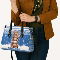 Scotland Highland Cow Christmas Leather Bag Nollaig Chridheil Blue Winter - Wonder Print Shop