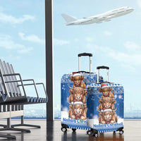 Scotland Highland Cow Christmas Luggage Cover Nollaig Chridheil Blue Winter - Wonder Print Shop