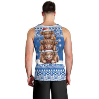 Scotland Highland Cow Christmas Men Tank Top Nollaig Chridheil Blue Winter - Wonder Print Shop