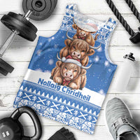 Scotland Highland Cow Christmas Men Tank Top Nollaig Chridheil Blue Winter - Wonder Print Shop