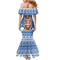 Scotland Highland Cow Christmas Mermaid Dress Nollaig Chridheil Blue Winter - Wonder Print Shop