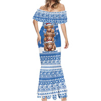 Scotland Highland Cow Christmas Mermaid Dress Nollaig Chridheil Blue Winter - Wonder Print Shop