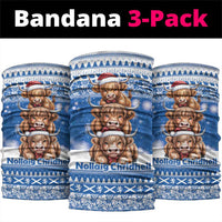 Scotland Highland Cow Christmas Neck Gaiter Nollaig Chridheil Blue Winter - Wonder Print Shop