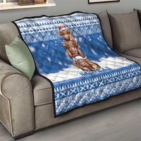 Scotland Highland Cow Christmas Quilt Nollaig Chridheil Blue Winter - Wonder Print Shop