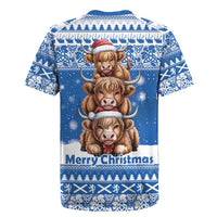 Scotland Highland Cow Christmas Rugby Jersey Nollaig Chridheil Blue Winter - Wonder Print Shop