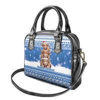 Scotland Highland Cow Christmas Shoulder Handbag Nollaig Chridheil Blue Winter - Wonder Print Shop
