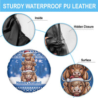 Scotland Highland Cow Christmas Spare Tire Cover Nollaig Chridheil Blue Winter - Wonder Print Shop