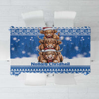 Scotland Highland Cow Christmas Tablecloth Nollaig Chridheil Blue Winter - Wonder Print Shop