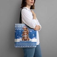 Scotland Highland Cow Christmas Tote Bag Nollaig Chridheil Blue Winter - Wonder Print Shop