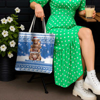 Scotland Highland Cow Christmas Tote Bag Nollaig Chridheil Blue Winter - Wonder Print Shop