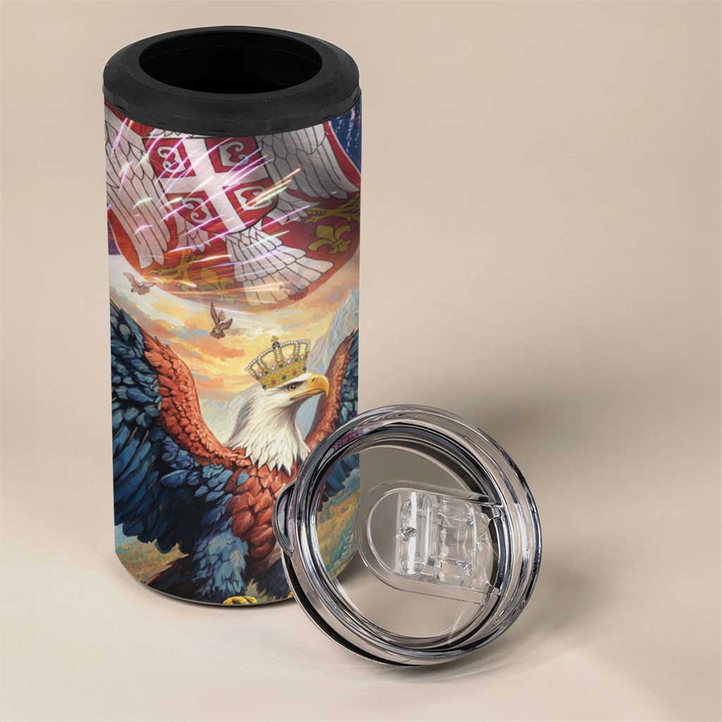 Serbia Eagle Statehood Day 4 in 1 Can Cooler Tumbler Only Unity Saves The Serbs - Wonder Print Shop