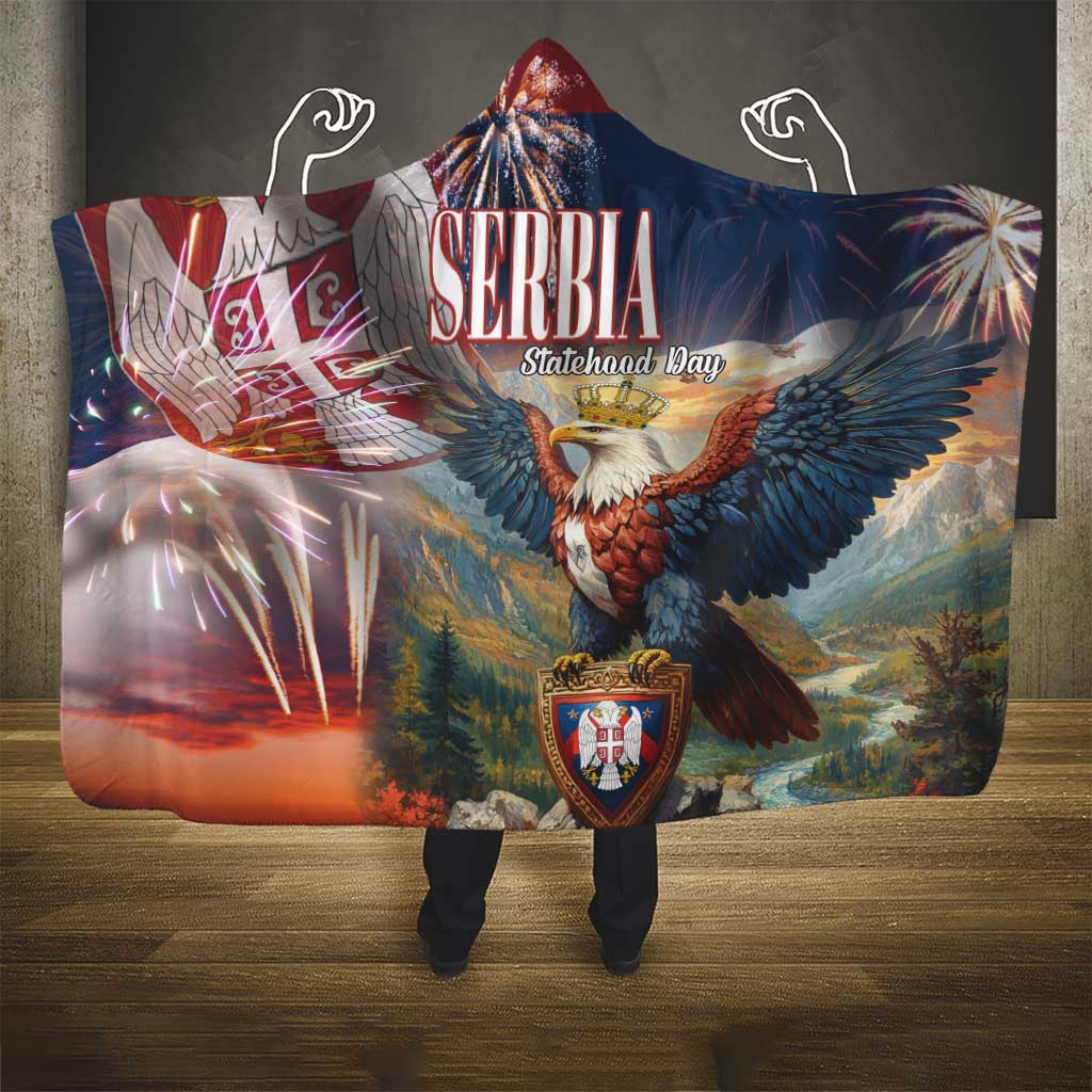 Serbia Eagle Statehood Day Hooded Blanket Only Unity Saves The Serbs