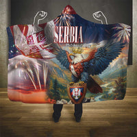 Serbia Eagle Statehood Day Hooded Blanket Only Unity Saves The Serbs