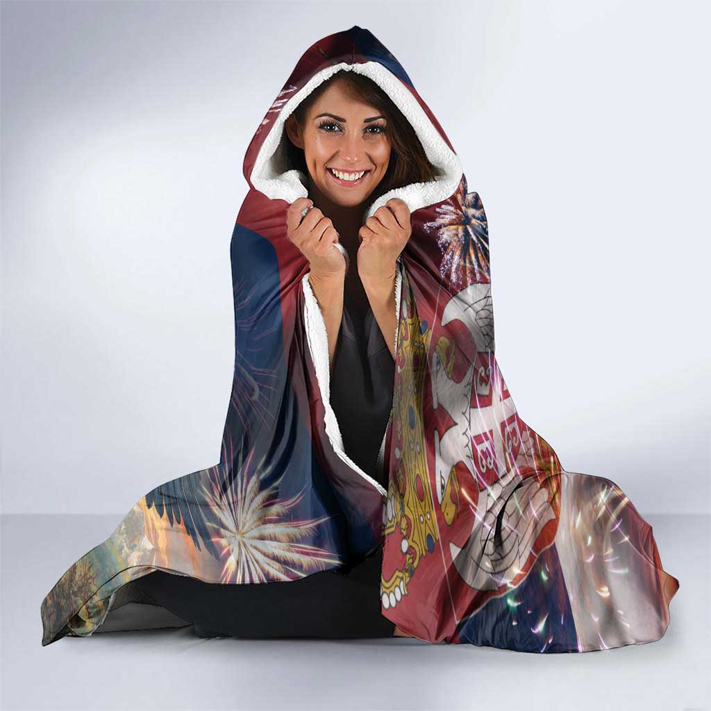 Serbia Eagle Statehood Day Hooded Blanket Only Unity Saves The Serbs