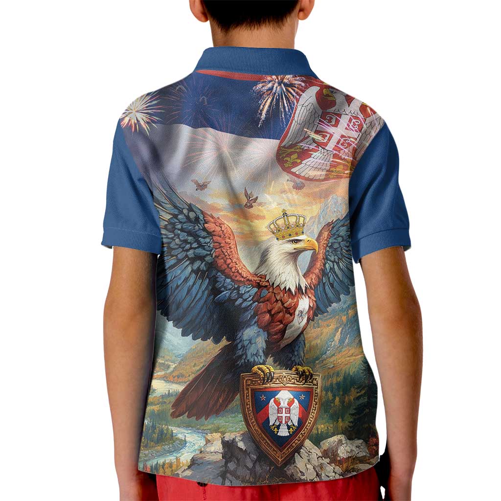 Serbia Eagle Statehood Day Kid Polo Shirt Only Unity Saves The Serbs - Wonder Print Shop