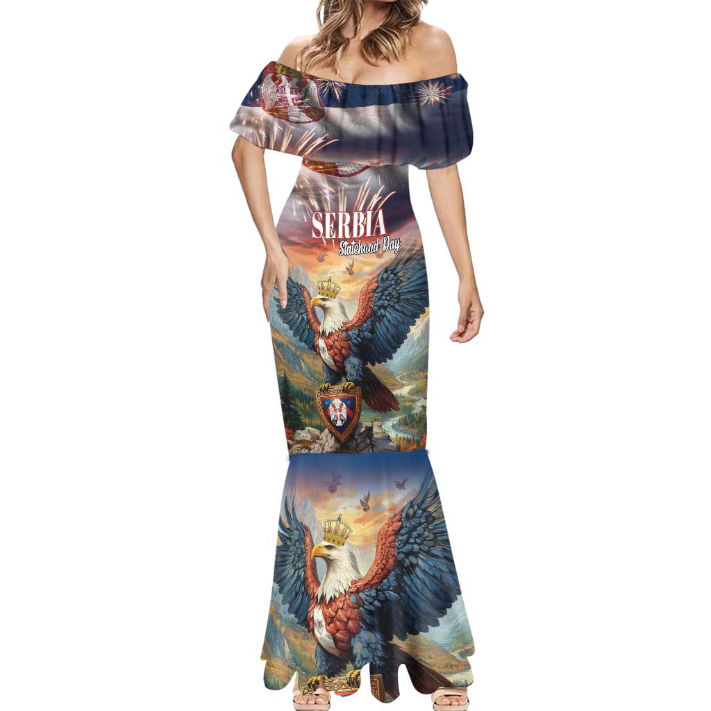 Serbia Eagle Statehood Day Mermaid Dress Only Unity Saves The Serbs - Wonder Print Shop