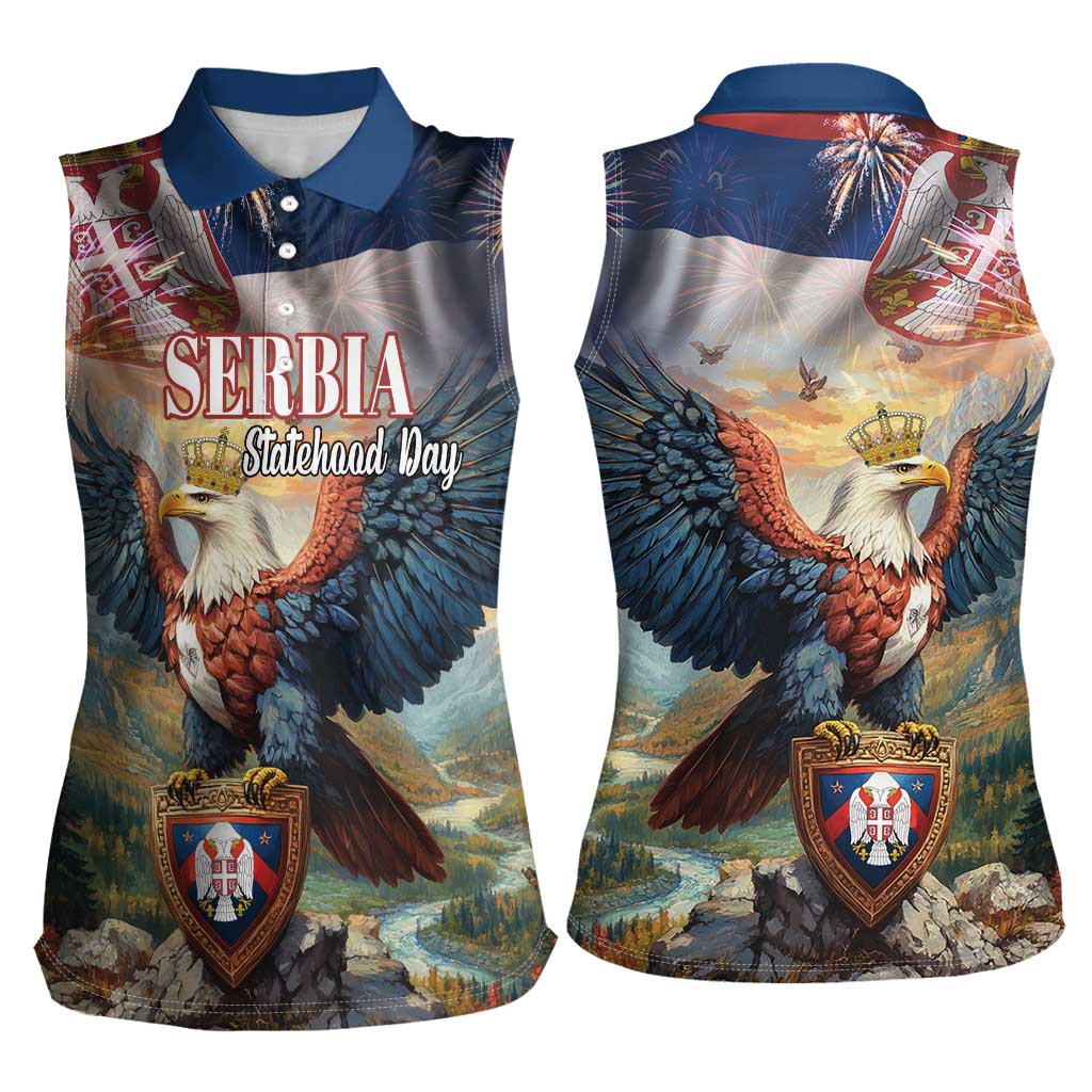 Serbia Eagle Statehood Day Women Sleeveless Polo Shirt Only Unity Saves The Serbs - Wonder Print Shop