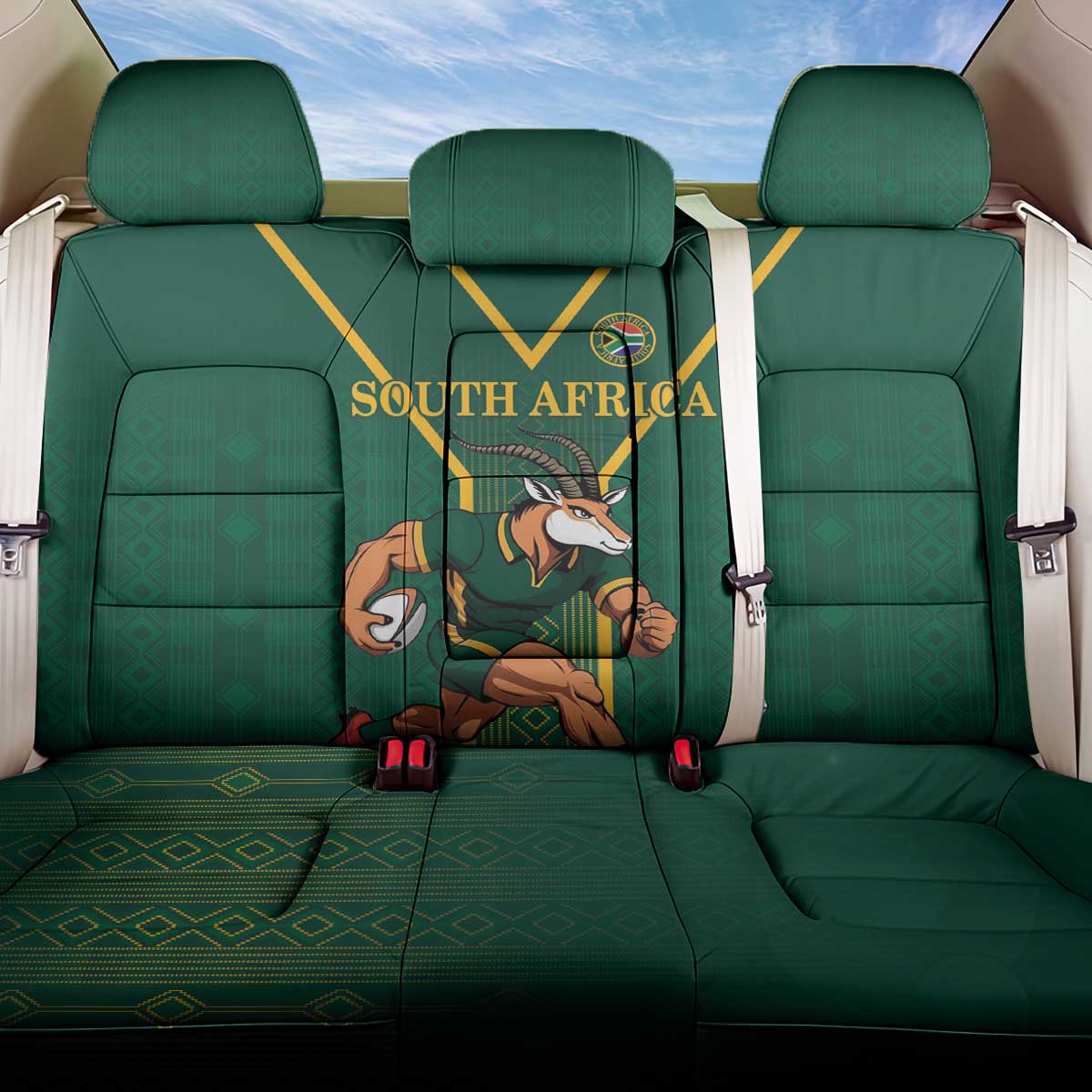 South Africa Rugby Back Car Seat Cover Go Springboks - Wonder Print Shop