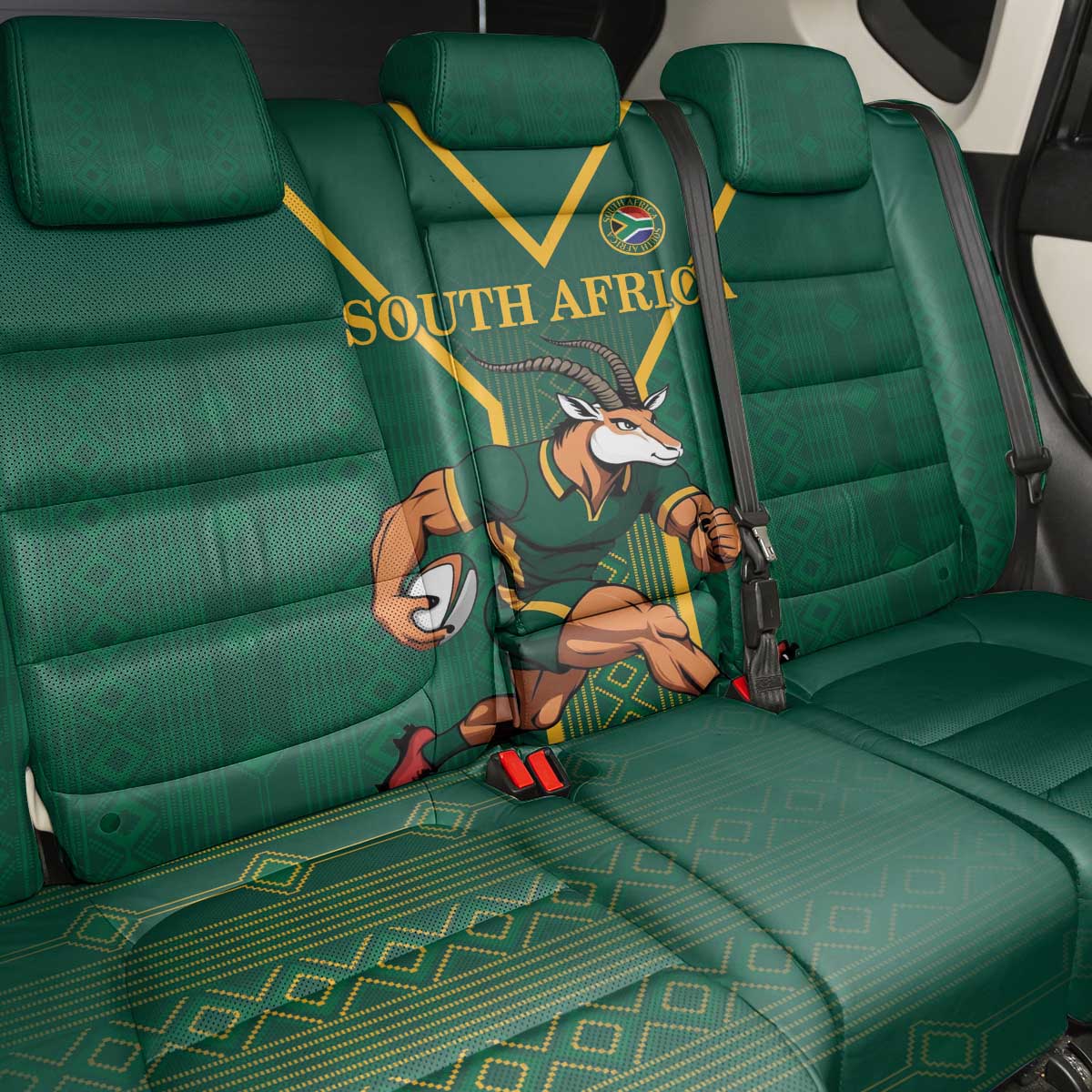 South Africa Rugby Back Car Seat Cover Go Springboks - Wonder Print Shop