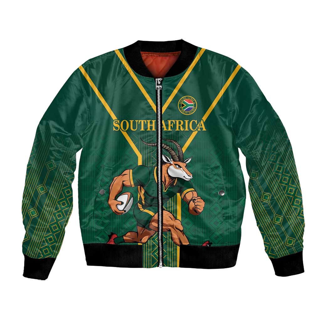 Custom South Africa Rugby Bomber Jacket Go Springboks - Wonder Print Shop