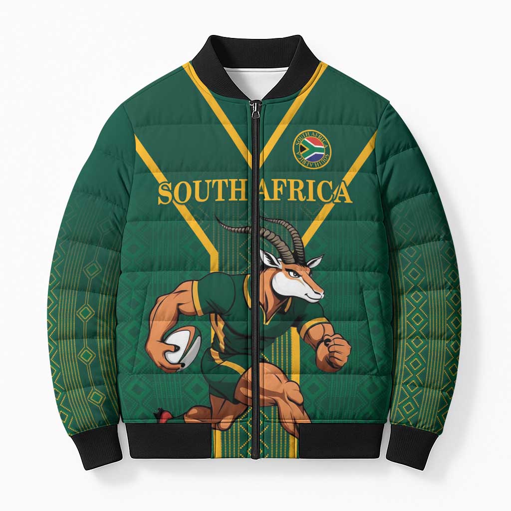 Custom South Africa Rugby Bomber Puffer Jacket Go Springboks - Wonder Print Shop