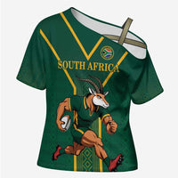 Custom South Africa Rugby Cross Shoulder Shirt Go Springboks - Wonder Print Shop