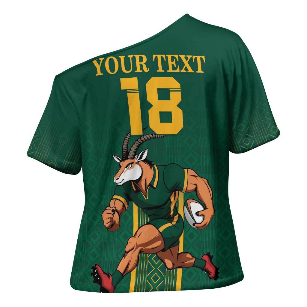 Custom South Africa Rugby Cross Shoulder Shirt Go Springboks - Wonder Print Shop