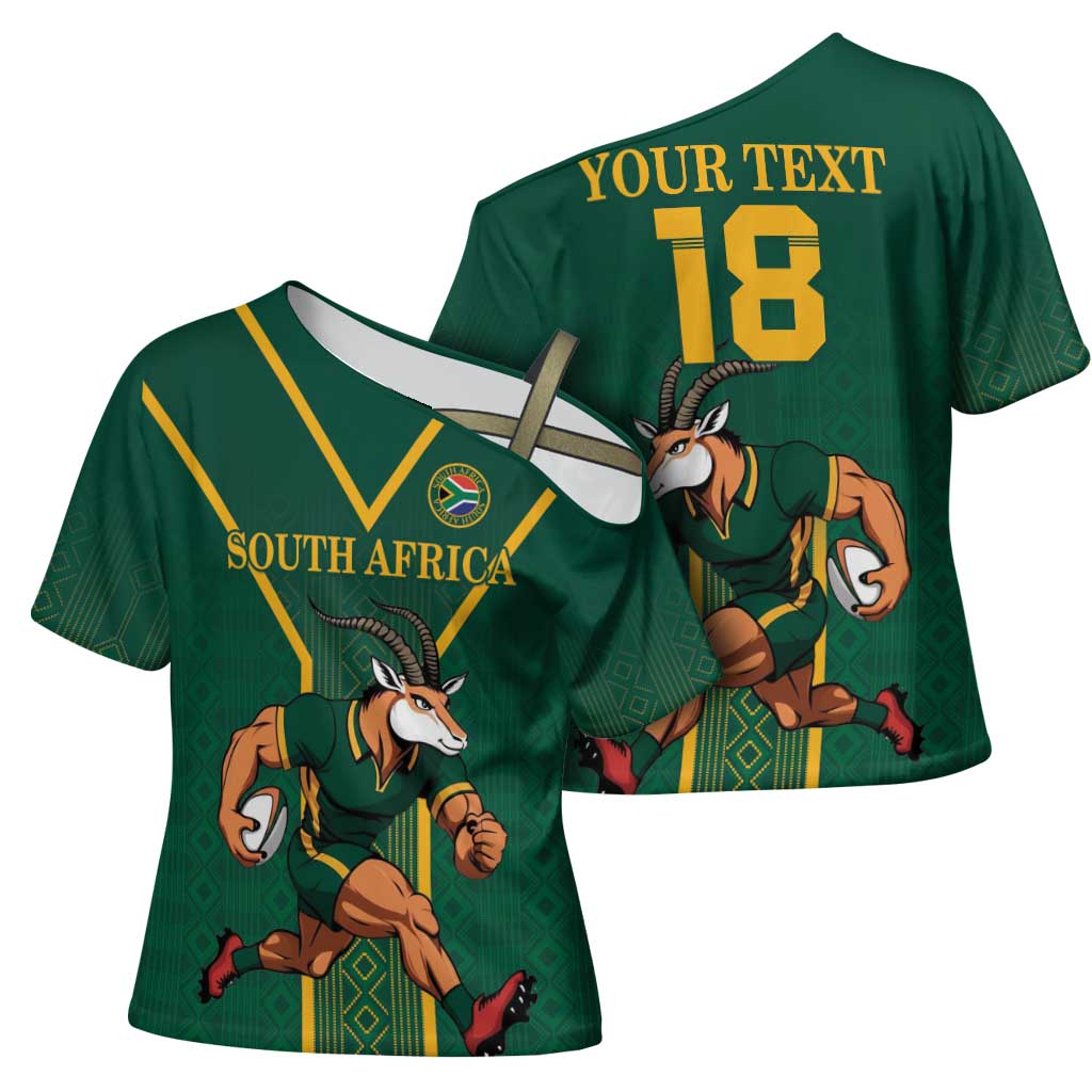 Custom South Africa Rugby Cross Shoulder Shirt Go Springboks - Wonder Print Shop