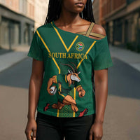 Custom South Africa Rugby Cross Shoulder Shirt Go Springboks - Wonder Print Shop