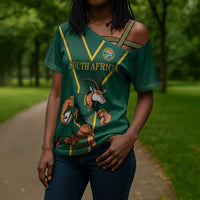 Custom South Africa Rugby Cross Shoulder Shirt Go Springboks - Wonder Print Shop