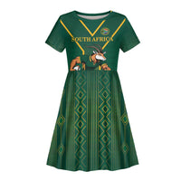 Custom South Africa Rugby Kid Short Sleeve Dress Go Springboks LT18
