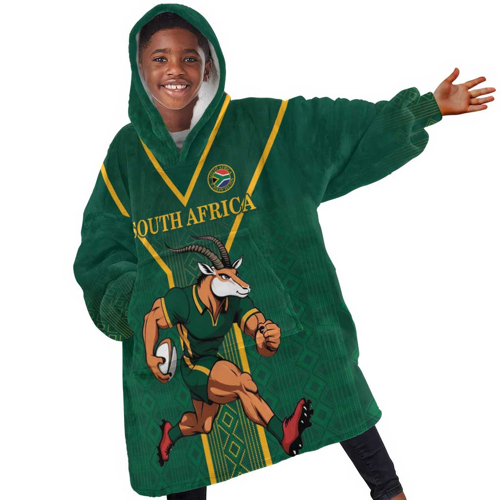 Custom South Africa Rugby Kid Wearable Blanket Hoodie Go Springboks - Wonder Print Shop